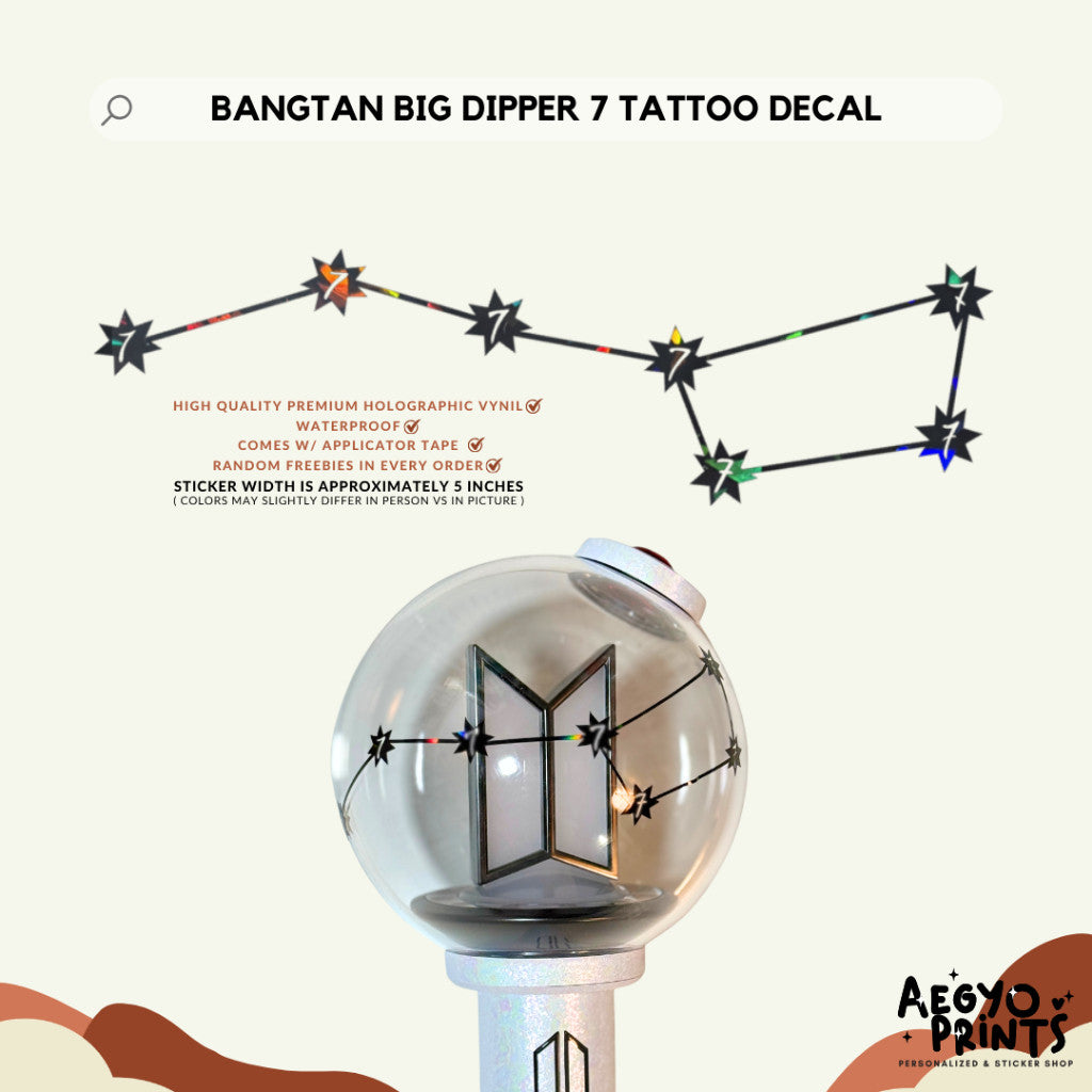 BANGTAN BIG DIPPER 7 TATTOO DECAL STICKER | Aegyo Prints