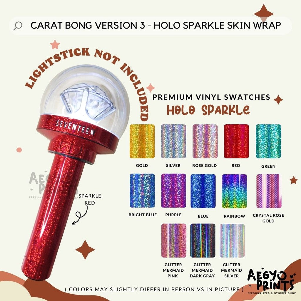 CARAT BONG V3 - HOLO SPARKLE SKIN WRAP FOR SEVENTEEN LIGHTSTICK CBV3 | Aegyoprints