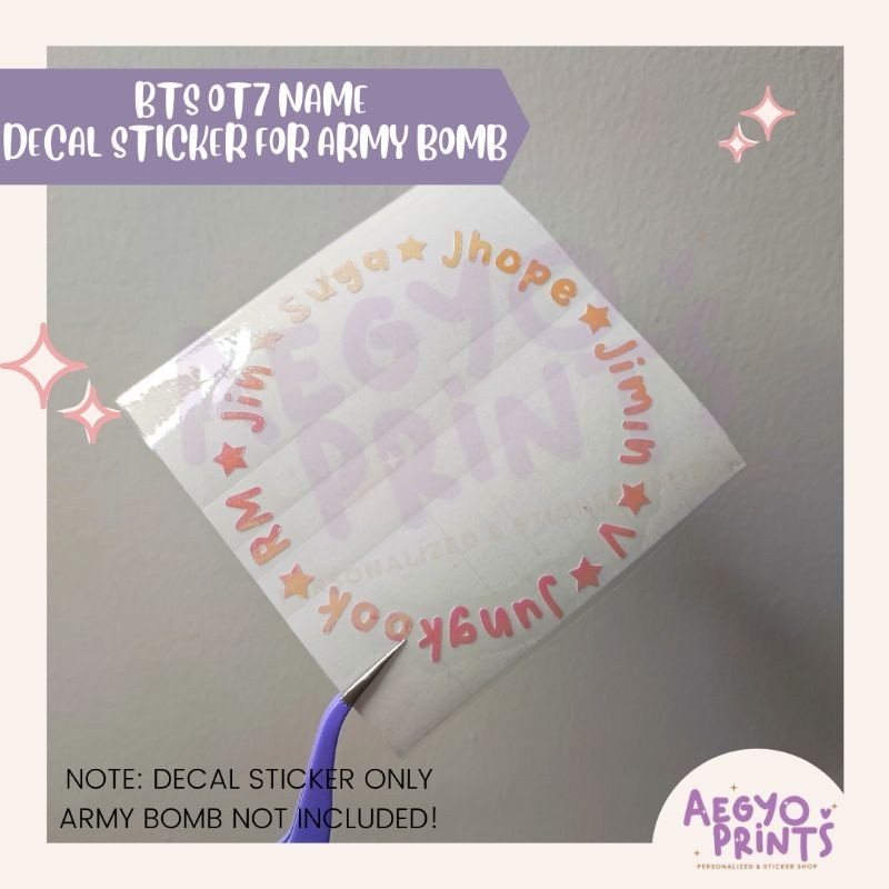 BANGTAN OT7 NAME ROUND FAN-MADE DECAL STICKER | By Aegyoprints