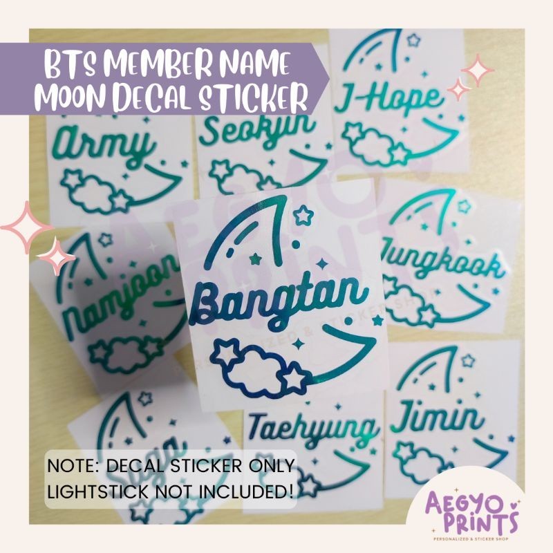 BANGTAN BIAS NAME - HOLOGRAPHIC MOON FAN-MADE DECAL STICKER| by Aegyoprints