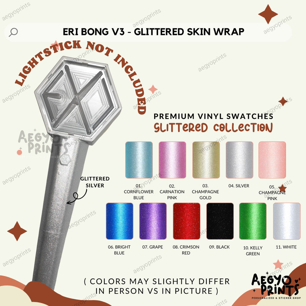 ERIBONG V3 - GLITTERED SKIN WRAP FOR EXO LIGHTSTICK | Aegyoprints