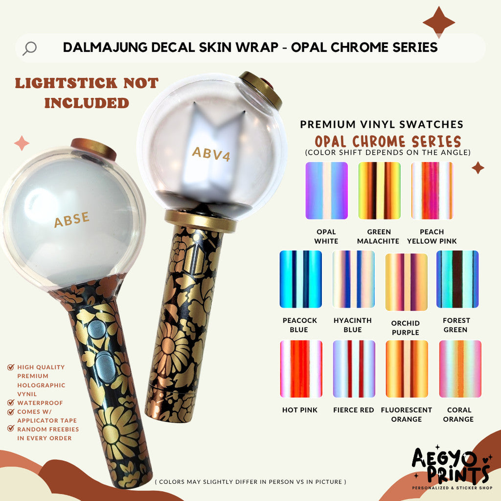 OPAL CHROME | Dalmajung Decal Army Bomb Skin Wrap for ABSE Suga DDay Mic Inspired by Aegyoprints