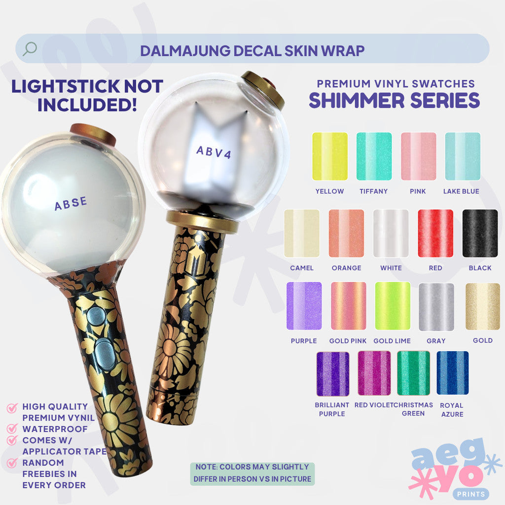 SHIMMER | Dalmajung Decal Army Bomb Skin Wrap for ABSE & ABV4 Suga DDay Mic Inspired by Aegyoprints