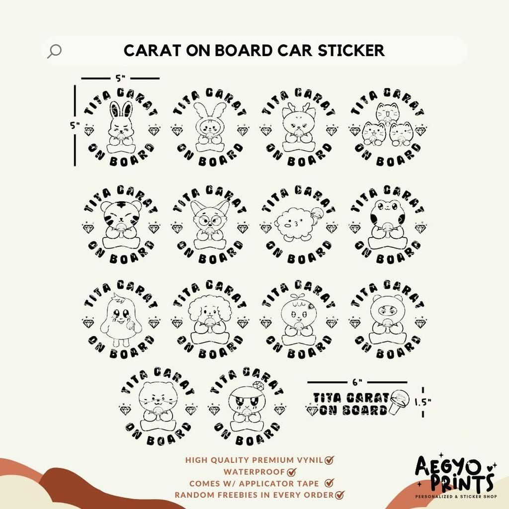 Carat On Board Car Stickers Decal by Aegyoprints
