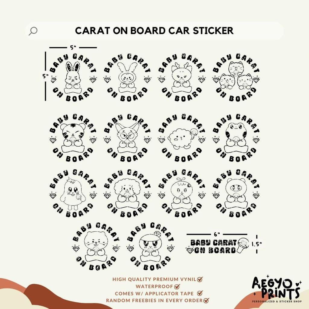 Carat On Board Car Stickers Decal by Aegyoprints